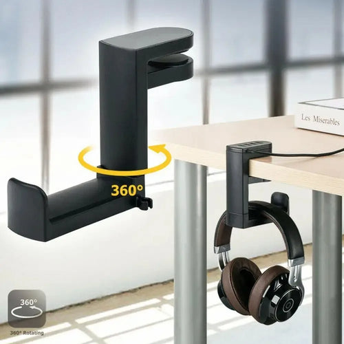 360° Rotating Headphone Stand Desktop Headset Holder PC Gaming Headset Desk Hanger Hook for Earphone Controller